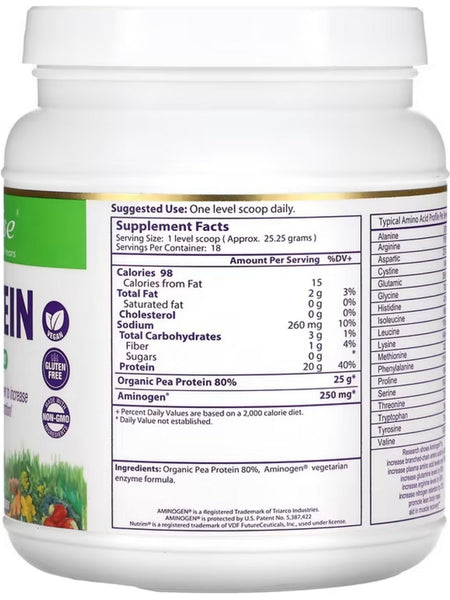 Paradise Herbs, Pea Protein, Unflavored, 454g (16oz), 18 servings