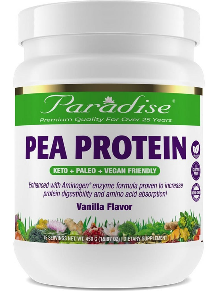 Paradise Herbs, Pea Protein, Vanilla Flavor, 450g (15.87oz), 16 servings