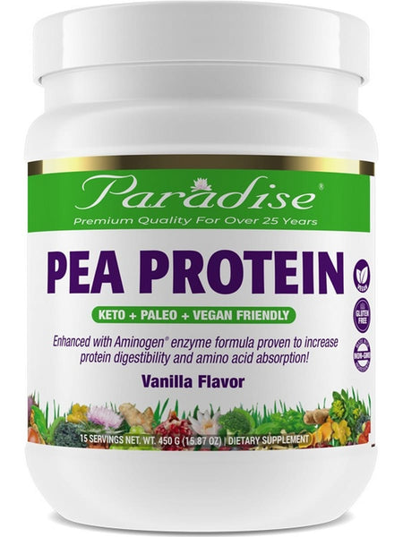 Paradise Herbs, Pea Protein, Vanilla Flavor, 450g (15.87oz), 16 servings