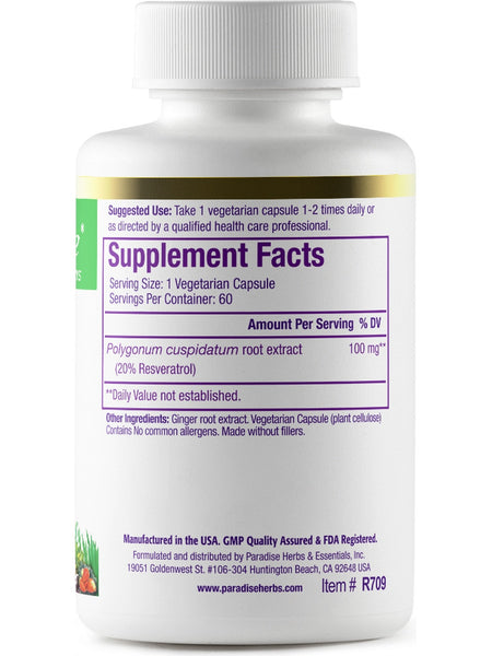 Paradise Herbs, Resveratrol, 60 vegetarian capsules