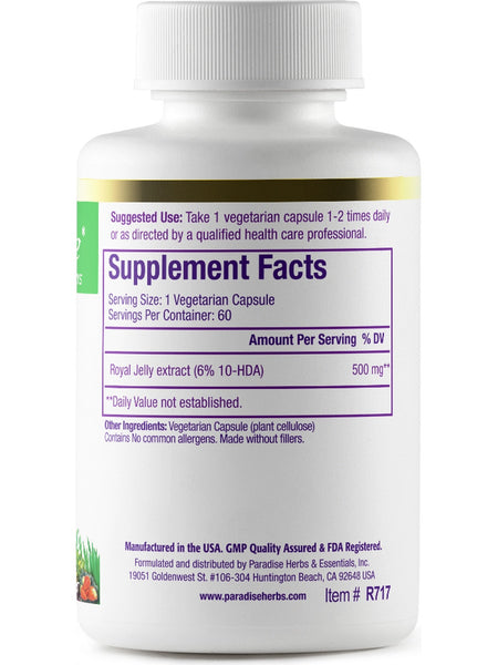 Paradise Herbs, Royal Jelly, 60 vegetarian capsules