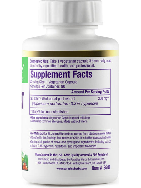 Paradise Herbs, St. John's Wort, 90 vegetarian capsules