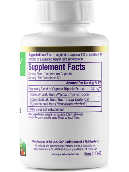 Paradise Herbs, Triphala, 60 vegetarian capsules