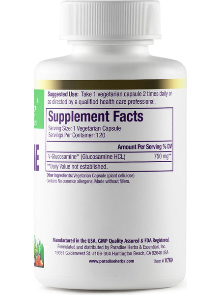 Paradise Herbs, V-Glucosamine, 120 vegetarian capsules