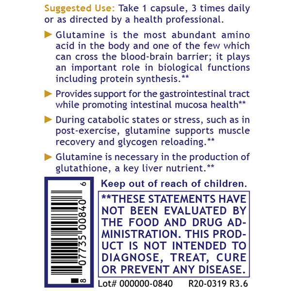Premier Research Labs, Premier Glutamine, 100 Plant-Source Capsules