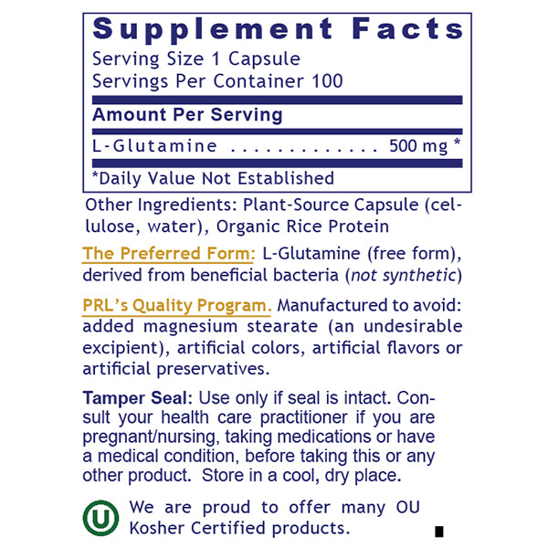 Premier Research Labs, Premier Glutamine, 100 Plant-Source Capsules
