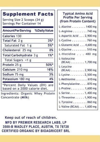 Premier Research Labs, 100% Organic Whey Protein, 16.8 oz