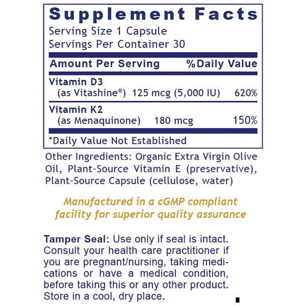 Premier Research Labs, Premier Vitamin D3+K2, 30 Plant-Source Capsules