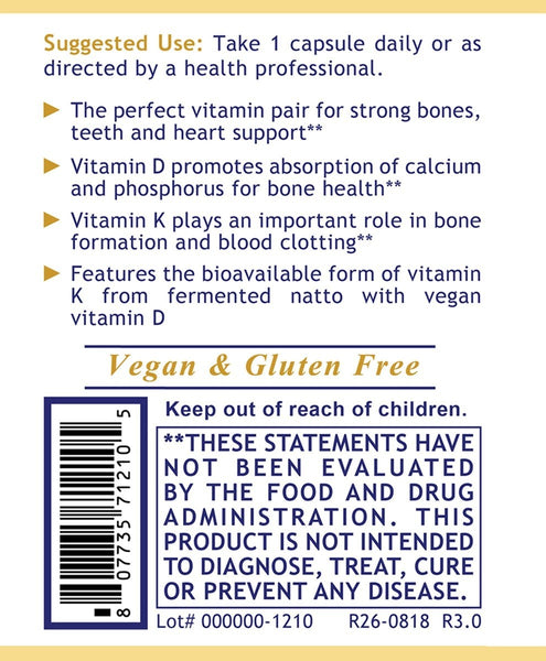 Premier Research Labs, Premier Vegan D3+K2, 60 Plant-Source Capsules