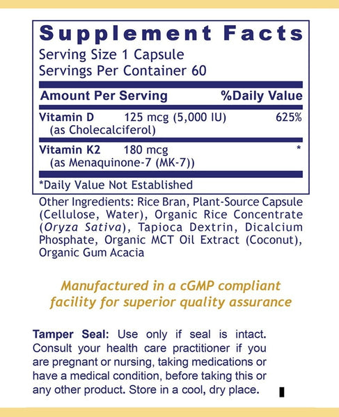 Premier Research Labs, Premier Vegan D3+K2, 60 Plant-Source Capsules