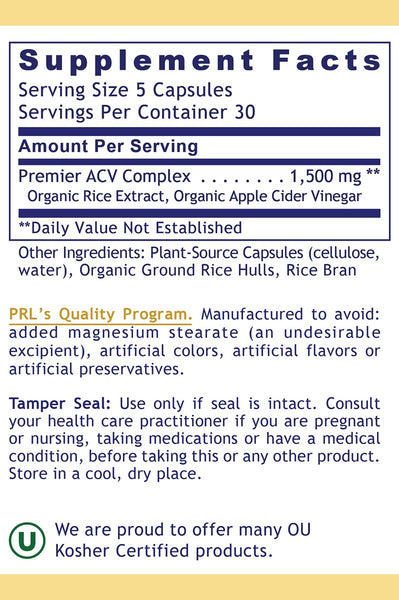 Premier Research Labs, Premier Apple Cider Vinegar, 150 Plant-Source Capsules