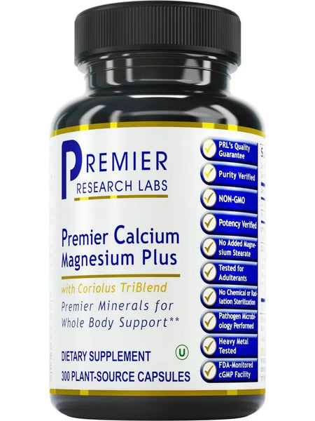 Premier Research Labs, Premier Calcium Magnesium Plus, 300 Plant-Source Capsules