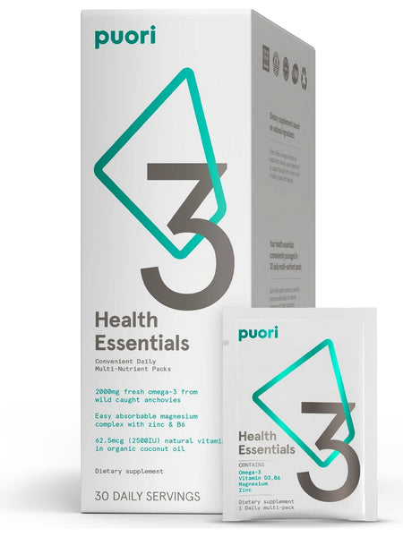 Puori, P3 - Health Essentials Sachets (O3, M3, D3), 30 Sachets
