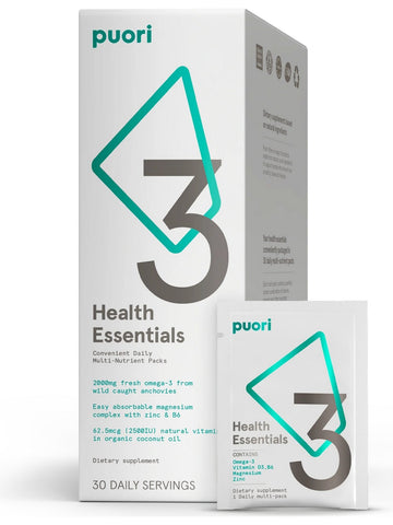 Puori, P3 - Health Essentials Sachets (O3, M3, D3), 30 Sachets