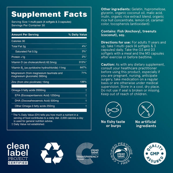 Puori, P3 - Health Essentials Sachets (O3, M3, D3), 30 Sachets