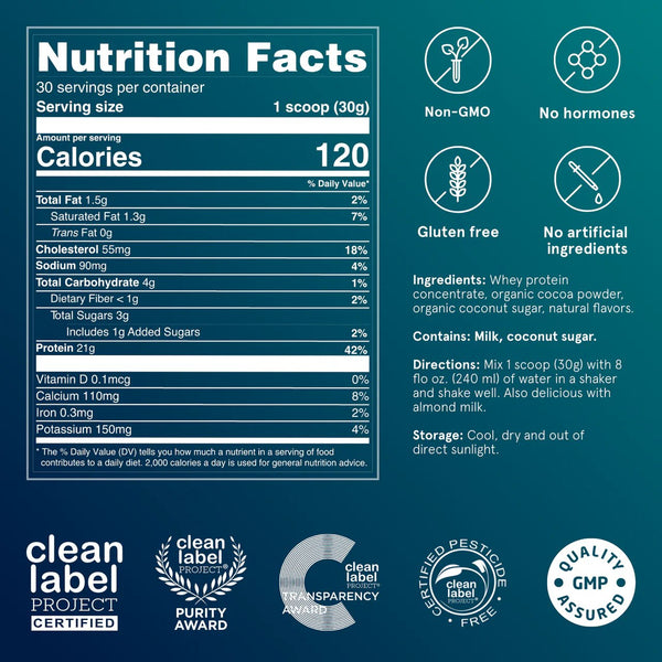 Puori, PW1- Whey Protein, Dark Chocolate, 900 g