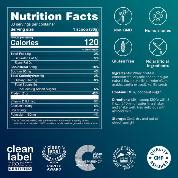 Puori, PW1 - Whey Protein, Bourbon Vanilla, 900 g