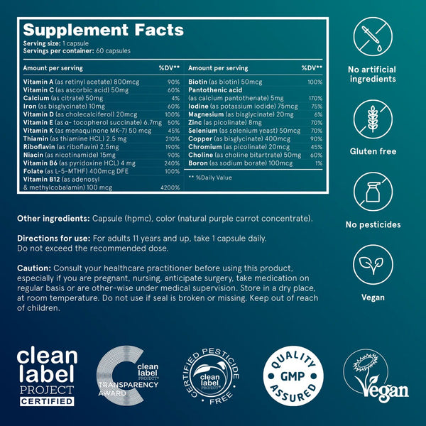 Puori, V - Multivitamin & Minerals, 60 Capsules