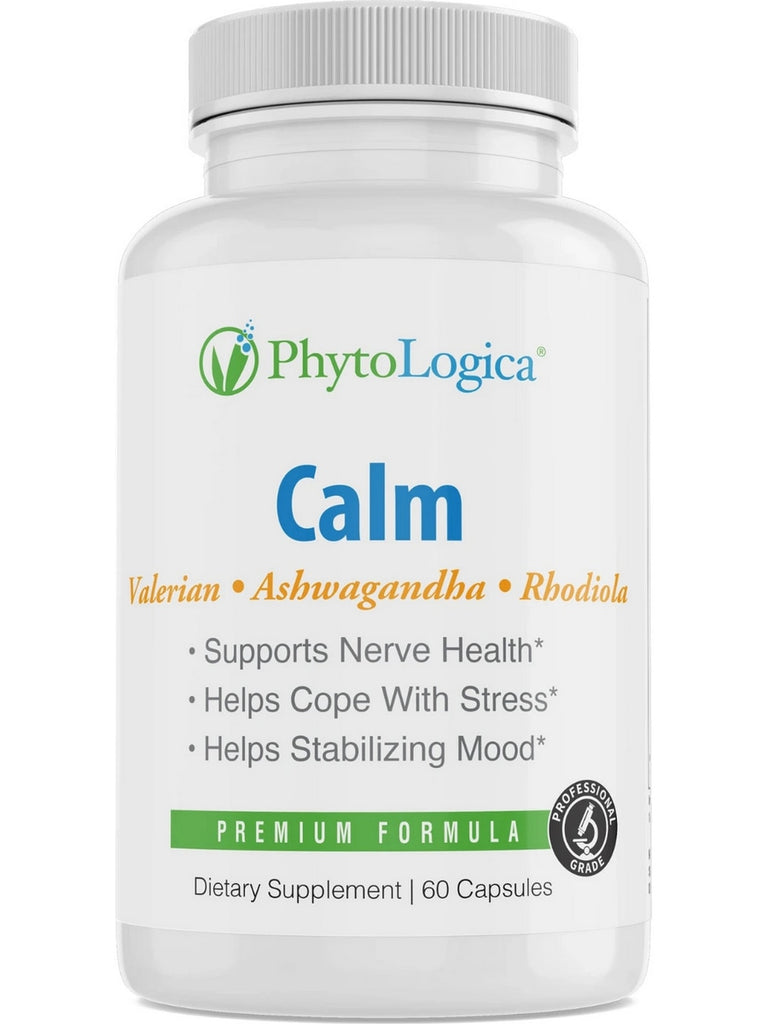 PhytoLogica, Calm, Valerian, Ashwagandha & Rhodiola, 60 Capsules