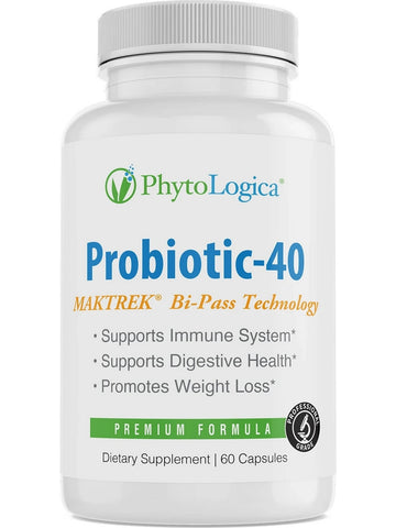 PhytoLogica, Probiotic-40, MAKTREK Bi-Pass Technology, 60 Capsules