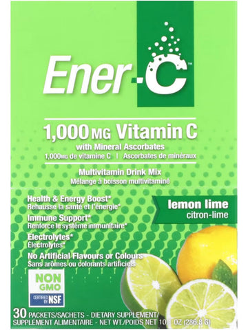 Ener-Life, Ener-C, Vitamin C with Mineral Ascorbates, Multivitamin Drink Mix, 1,000 mg, Lemon Lime, 30 Packets/Sachets