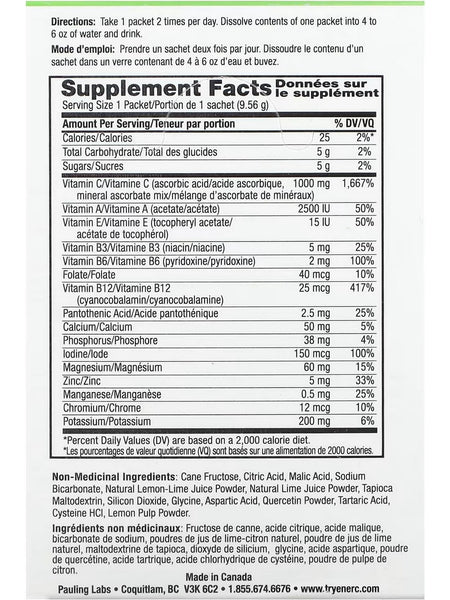 Ener-Life, Ener-C, Vitamin C with Mineral Ascorbates, Multivitamin Drink Mix, 1,000 mg, Lemon Lime, 30 Packets/Sachets
