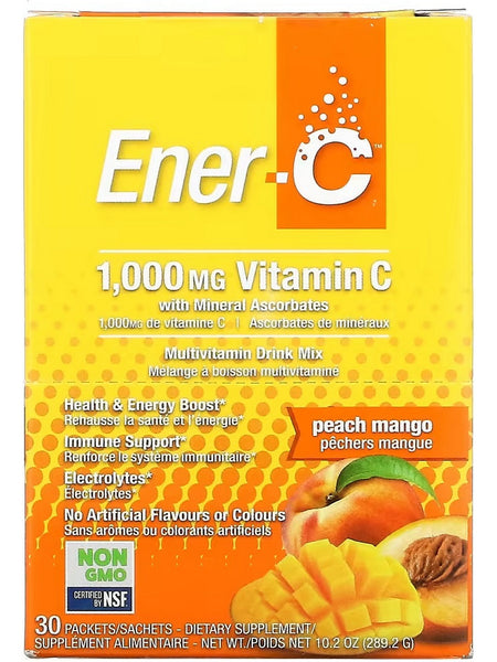 Ener-Life, Ener-C, Vitamin C with Mineral Ascorbates, Multivitamin Drink Mix, 1,000 mg, Peach Mango, 30 Packets/Sachets