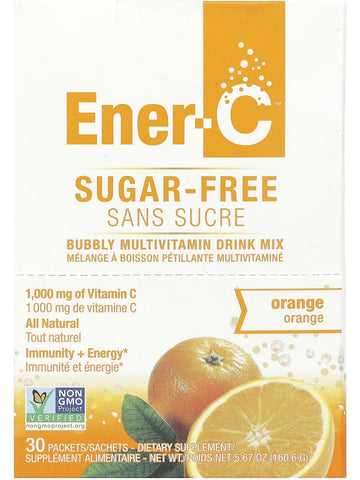Ener-Life, Ener-C, Sugar Free, Bubbly Multivitamin Drink Mix Vitamin C, 1,000 mg, Orange, 30 Packets/Sachets