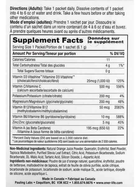 Ener-Life, Ener-D, Vitamin D3, Hydrating Effervescent Drink Mix, 1,000 IU, Orange, 24 Packets/Sachets