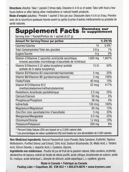 Ener-Life, Ener-C, Sugar Free, Vitamin C, 1,000 mg, Passionfruit, 30 Packets/Sachets