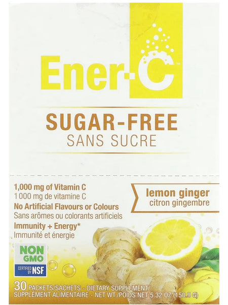 Ener-Life, Ener-C, Sugar Free, Vitamin C, 1,000 mg, Lemon Ginger, 30 Packets/Sachets