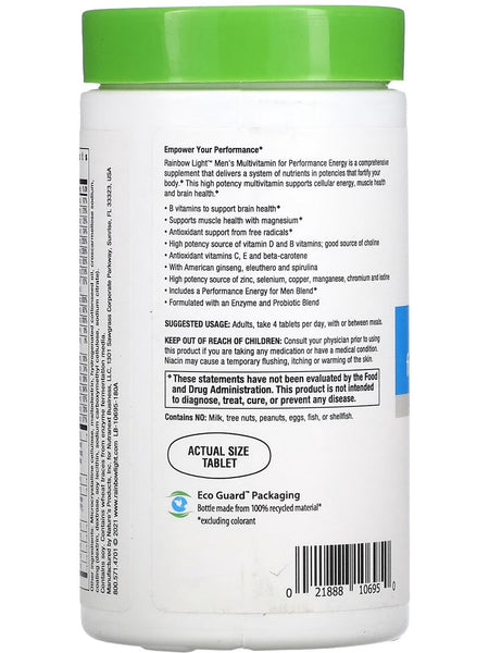 Rainbow Light, Men's Multivitamin for Performance Energy, 180 Tablets