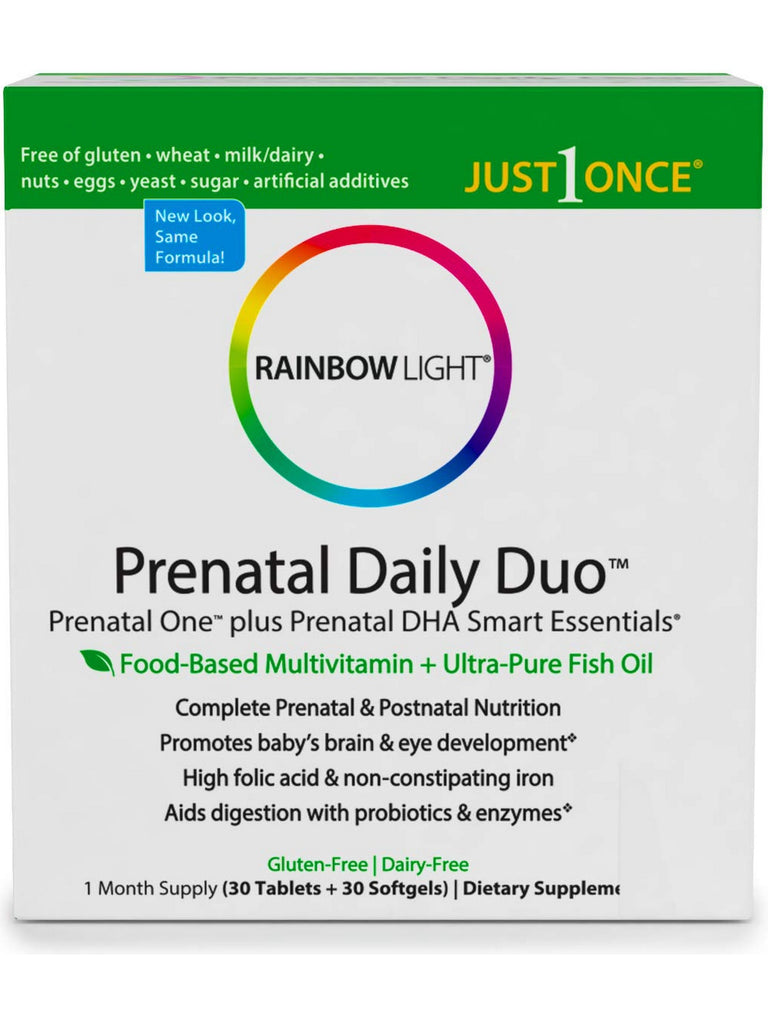 Rainbow Light, Prenatal Daily Duo-Prenatal One plus Prenatal DHA Smart Essentials Combo Pack, 30 Tablets + 30 Softgels
