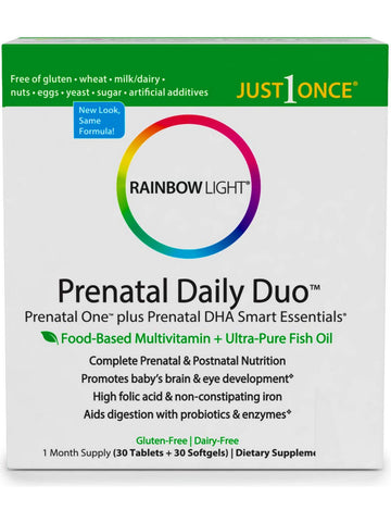 Rainbow Light, Prenatal Daily Duo-Prenatal One plus Prenatal DHA Smart Essentials Combo Pack, 30 Tablets + 30 Softgels