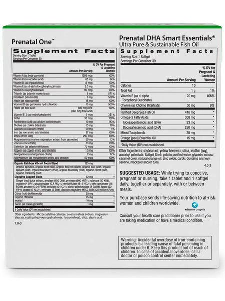 Rainbow Light, Prenatal Daily Duo-Prenatal One plus Prenatal DHA Smart Essentials Combo Pack, 30 Tablets + 30 Softgels