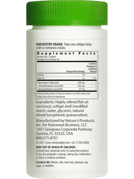 Rainbow Light, Prenatal DHA Omega 3 Fish Oil, 60 Softgels