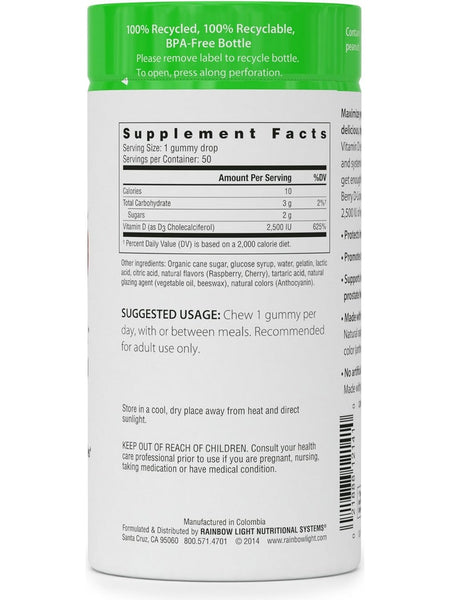 Rainbow Light, Berry D-Licious Vitamin D3 2,500 IU, 50 Gummies