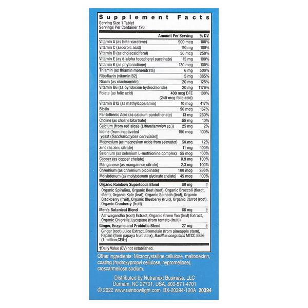 Rainbow Light, High Potency Men's One Daily Multivitamin, 120 Vegetarian Tablets