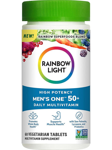 Rainbow Light, High Potency Men’s One 50+ Daily Multivitamin, 60 Vegetarian Tablets