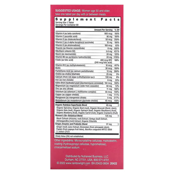 Rainbow Light, High Potency Women’s One 50+ Daily Multivitamin, 60 Vegetarian Tablets
