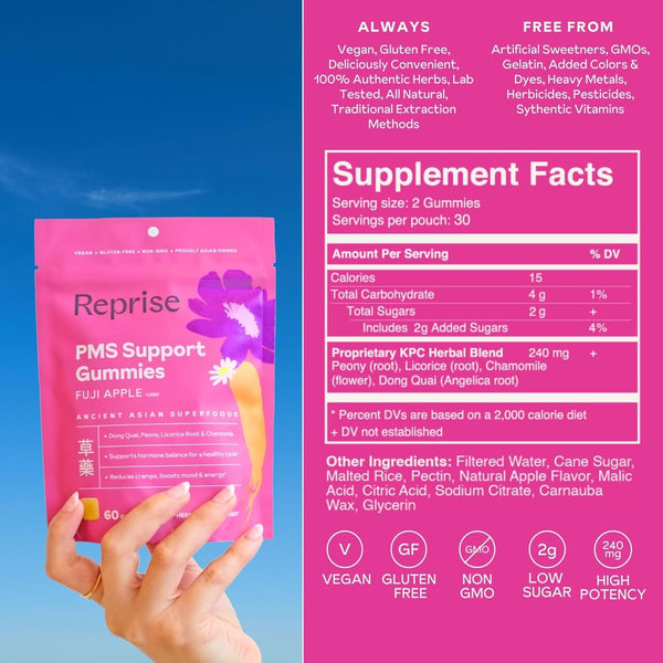 Reprise, PMS Support Gummies, Fuji Apple, 60 Gummies