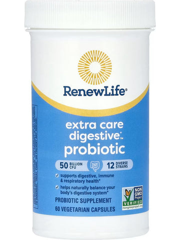 RenewLife, Extra Care Digestive Probiotic 50 Billions CFU, 60 Vegetarian Capsules