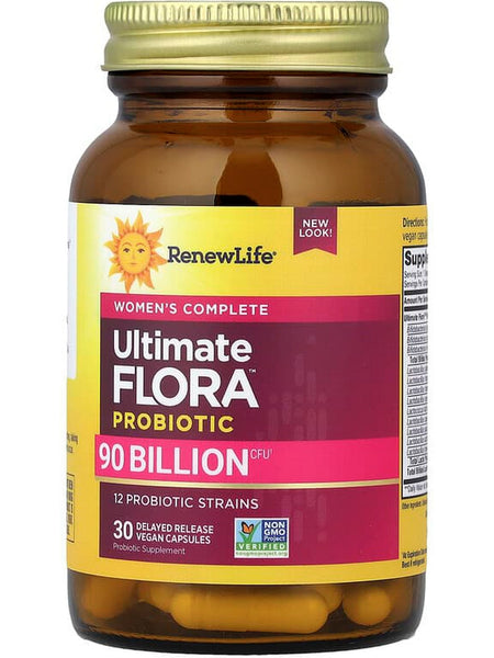 RenewLife, Women's Complete Ultimate Flora Probiotic, 90 Billion CFU, 30 Delayed Release Vegan Capsules