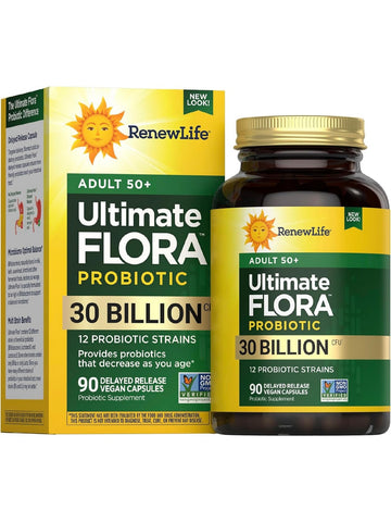 RenewLife, Adult 50+ Ultimate Flora Probiotic, 30 Billion CFU, 90 Delayed Release Vegan Capsules