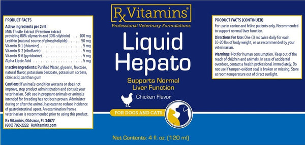 Rx Vitamins for Pets, Liquid Hepato, Chicken Flavor, 4 fl oz