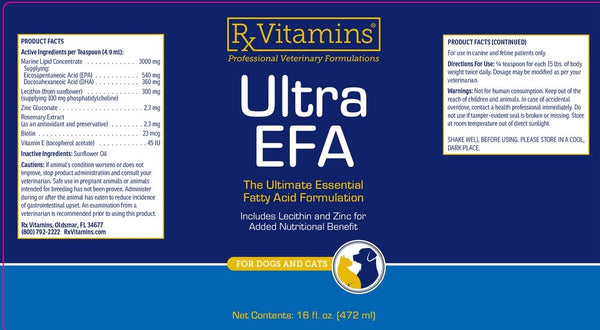 Rx Vitamins for Pets, Ultra EFA for Dogs & Cats, 16 fl oz
