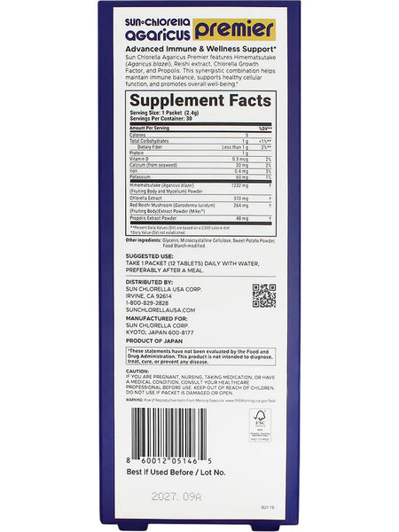 Sun Chlorella, Agaricus Premier, 30 Packets