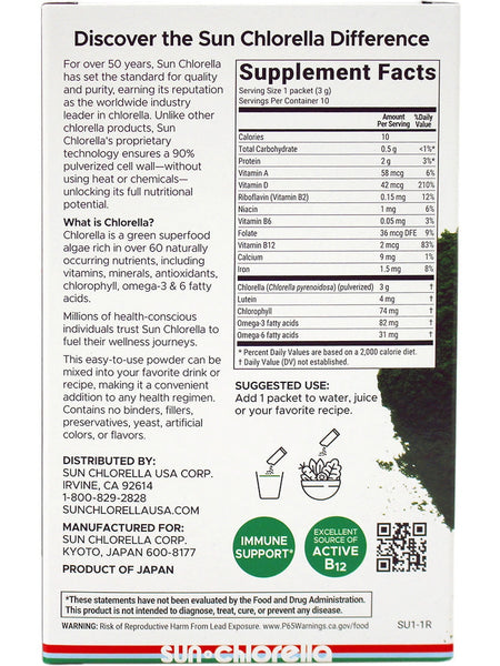 Sun Chlorella, Sun Chlorella Powder, 30 Packets, 3g each