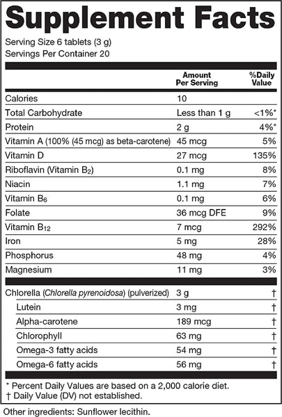 Sun Chlorella, Sun Chlorella, 500mg, 120 Tablets (20-day supply)