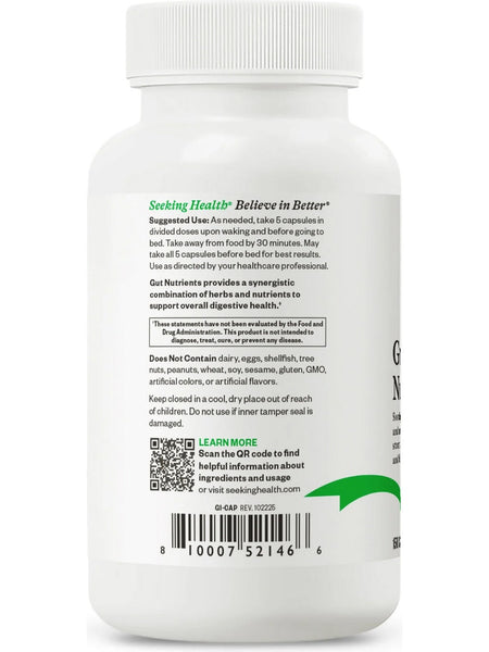Seeking Health, Gut Nutrients (Formerly Optimal GI), 150 Capsules